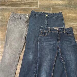 Chico's Ankle Cropped Jeans set of 3 pairs in Blue and Gray